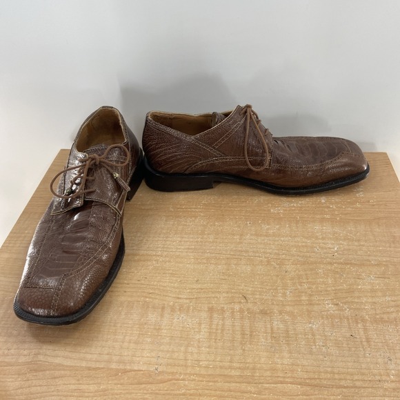 DAVID EDEN OSTRICH LEG DRESS SHOES MEN SIZE 10 BROWN - Picture 4 of 7